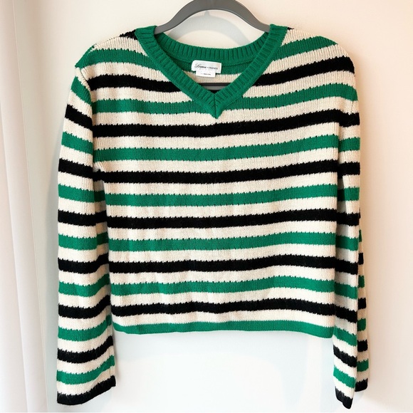 Lovers + Friends Rock N Roll Sweater Green Stripe Size Small - Picture 2 of 12